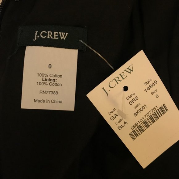 NWT J. CREW 0 Dress Black Karlie Cotton Cady Sleeveless - Picture 4 of 4